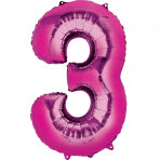 Pink 16" Air Fill Number Foil Balloon