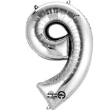 Silver 16" Air Fill Number Foil Balloon