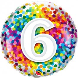 6th Birthday Rainbow Confetti Helium Filled Foil Balloon
