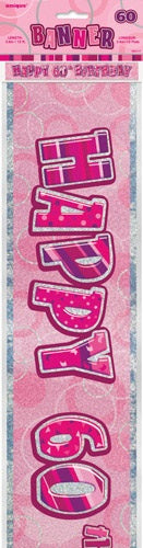 Pink Glitz Happy 60th Birthday Banner