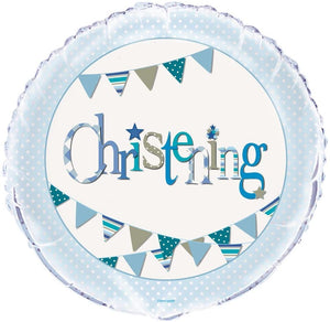 Blue Christening Helium Filled Foil Balloon