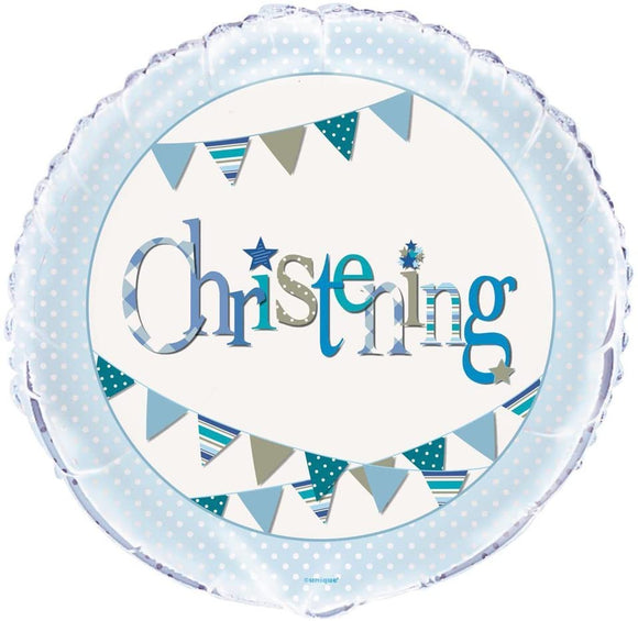 Blue Christening Helium Filled Foil Balloon