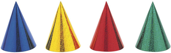Holographic Cone/Prism Party Hats x8