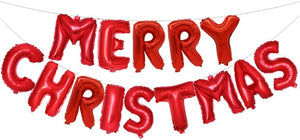 14 Piece Red Merry Christmas Air Fill Balloon Banner Kit