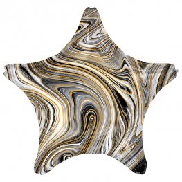 Black Marblez Star Shape Helium Filled Foil Balloon