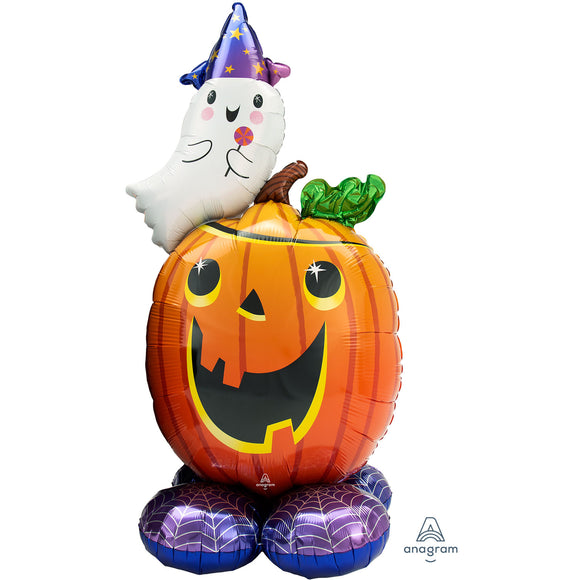 Pumpkin And Ghost Halloween Airloonz Large Foil Balloon