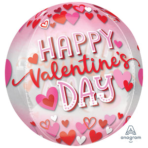 Happy Valentine's Day Hearts Helium Filled Orbz Balloon