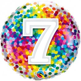 7th Birthday Rainbow Confetti Helium Filled Foil Balloon