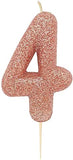 Rose Gold Glitter Number Candles