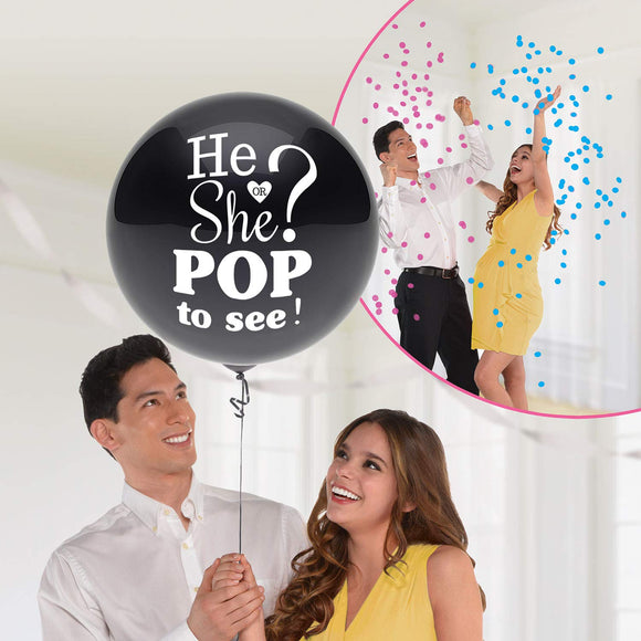 He Or She? Pop To See! Gender Reveal Confetti Balloon