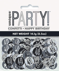 Black And Silver 40 Metallic Confetti 14g
