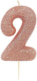 Rose Gold Glitter Number Candles