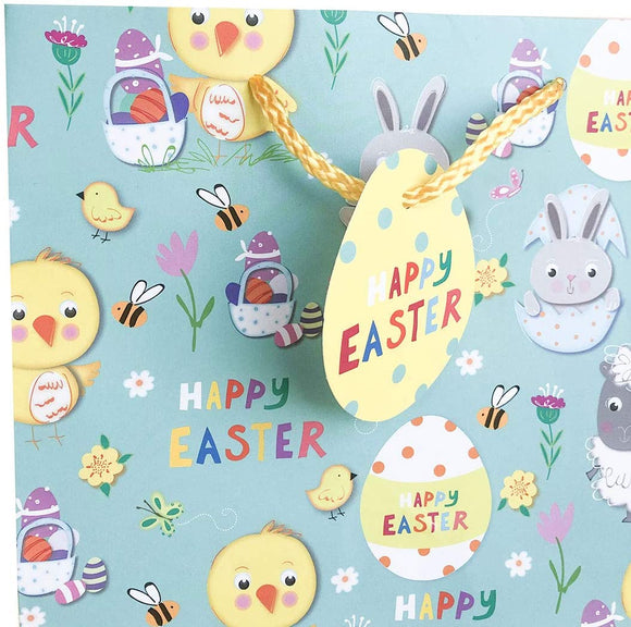Happy Easter Extra Wide Large Gift Bag (Ideal For Easter Eggs)