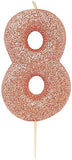 Rose Gold Glitter Number Candles