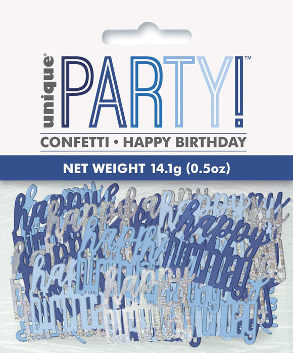 Blue And Silver Happy Birthday Metallic Confetti 14g