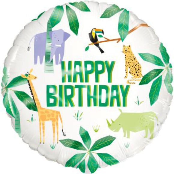 Animal Safari Happy Birthday Helium Filled Foil Balloon