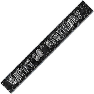 Black Glitz Happy 80th Birthday Banner