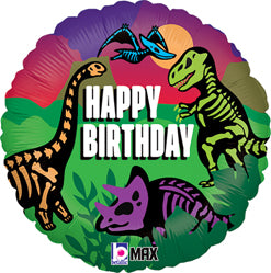 Jurassic Dinosaur Happy Birthday Helium Filled Foil Balloon