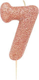 Rose Gold Glitter Number Candles