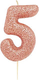 Rose Gold Glitter Number Candles