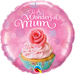 To A Wonderful Mum Cupcake Helium Filled Foil Balloon