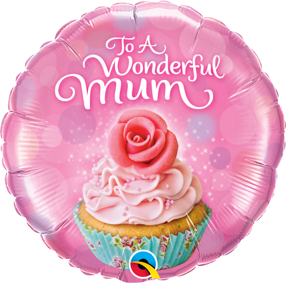 To A Wonderful Mum Cupcake Helium Filled Foil Balloon