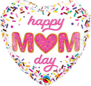 Happy Mum Day Heart Shape Sprinkles  Helium Filled Foil Balloon