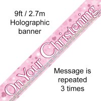 On Your Christening  Pink Banner