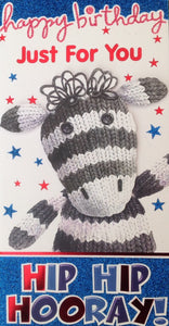 Happy Birthday Just For You Zebra Greeting Card