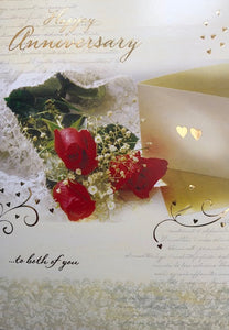 Happy Anniversary To Both Of You Roses Greeting Card
