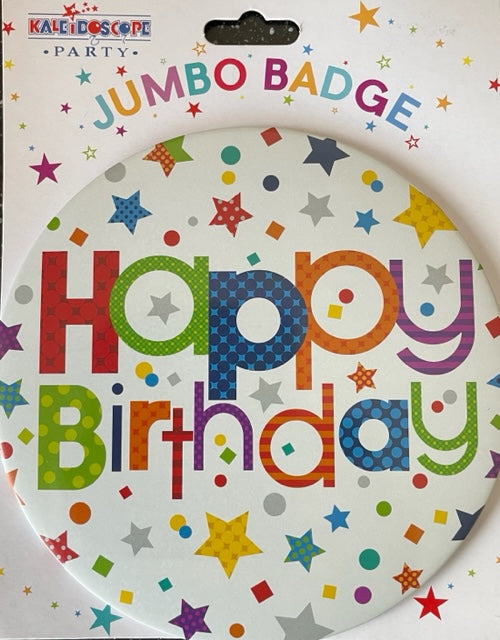 Happy Birthday Multi Coloured Stars Jumbo Badge