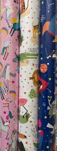 Children's Wrapping Paper Roll 3m In A Choice Of 3 Designs