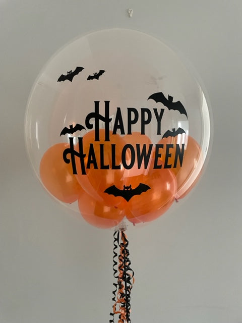 Happy Halloween Clear Helium Filled Single Bubble Balloon With Balloons