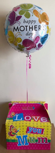 Helium Filled Foil Balloon In A Love You Mum Balloon Box - Ideal for Mother's Day or a Birthday