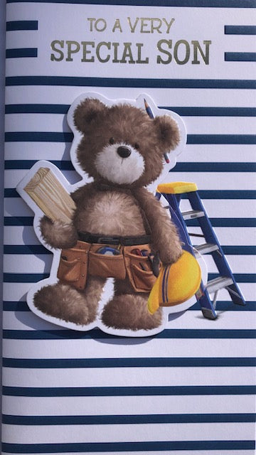 To A Very Special Son Teddy Bear Birthday Greeting Card