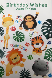 Jungle Animals Birthday Greeting Card