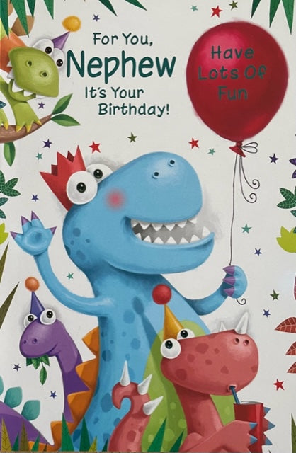 For You Nephew Dinosaur Birthday Greeting Card
