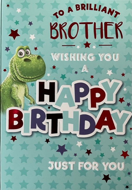 To A Brilliant Brother Dinosaur Birthday Greeting Card