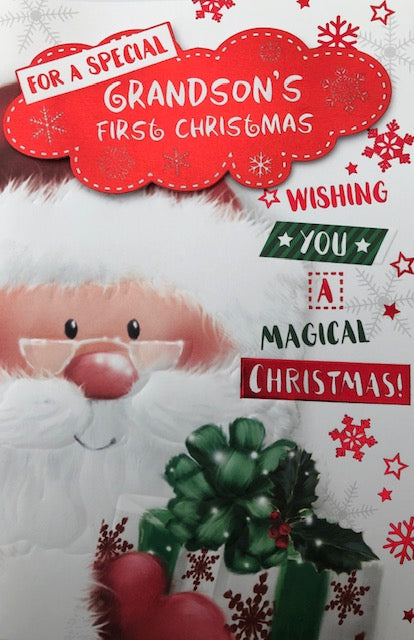For A Special Grandson's First Christmas Greeting Card
