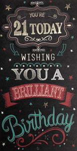 You're 21 Today Birthday Greeting Card