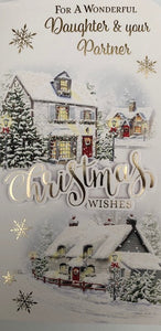 For A Wonderful Daughter And Your Partner Christmas Greeting Card