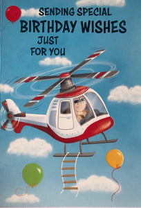 Sending Special Birthday Wishes Helicopter Greeting Card