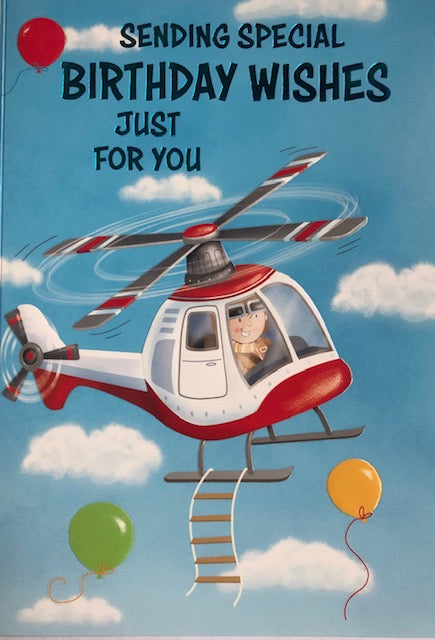 Sending Special Birthday Wishes Helicopter Greeting Card