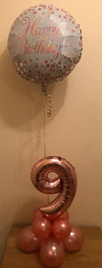 Single Air Filled 16 Inch Number Balloon With 18 Inch Foil Balloon Table Decoration Available In Numbers 0-9 And A Choice Of 5 Colour Combinations