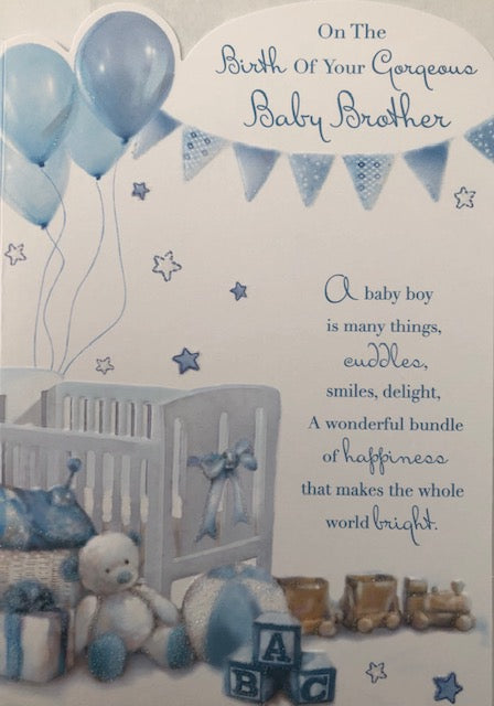 On The Birth Of Your Gorgeous Baby Brother New Baby Greeting Card