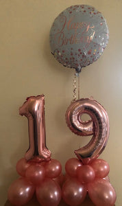 Double Air Filled 16 Inch Number Balloons With 18 Inch Foil Balloon Table Decoration Available In Numbers 0-9 And A Choice Of 5 Colour Combinations