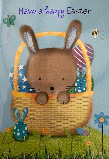 Blue Easter Bunny Easter Greeting Card