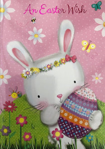 Pink Easter Bunny Easter Greeting Card