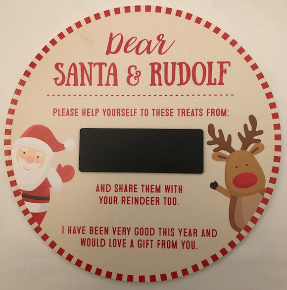 Santa And Rudolph Christmas Eve Wooden Treat Plate