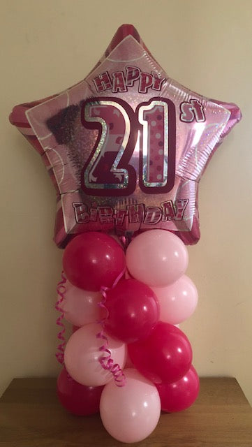 Pink Glitz Air Filled Table Decoration Available In Milestone Ages From 13-90 And Happy Birthday